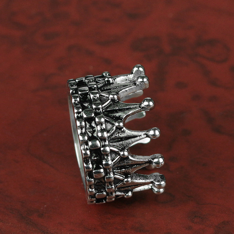 Stainless steel steel crown ring silver men and women couple jewelry