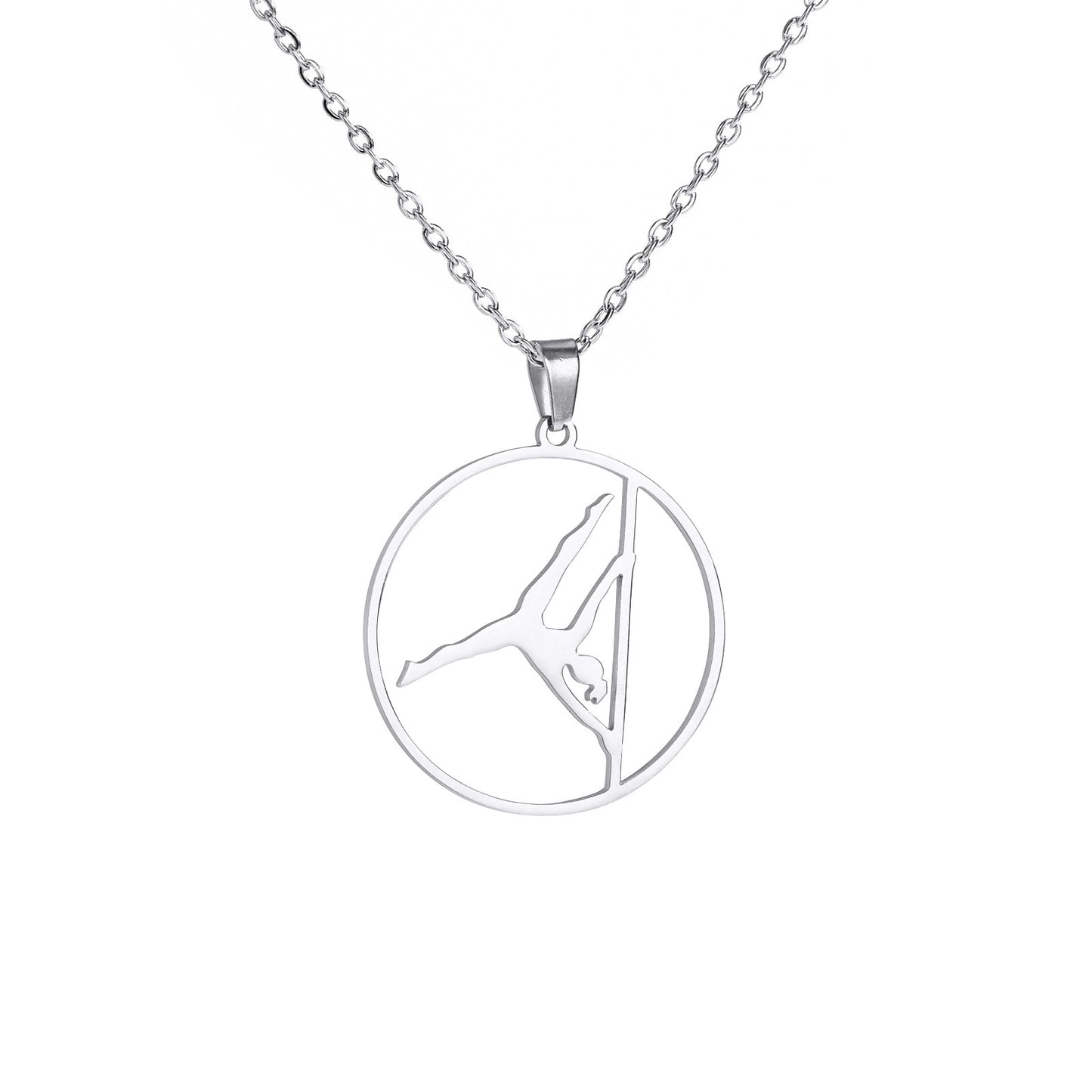 Artistic Gymnastics Pole Dance Support Action Pendant Necklace Women Stainless Steel Jewelry