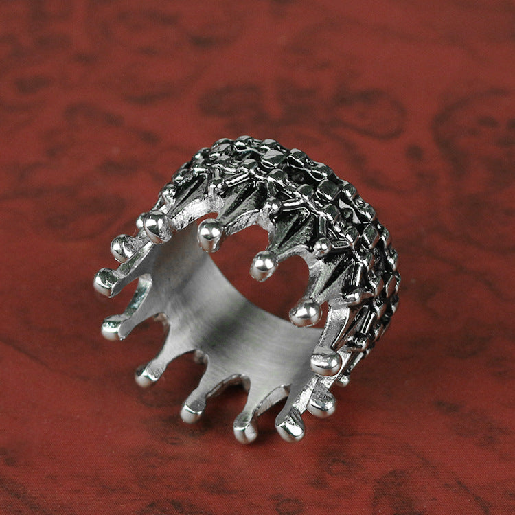 Stainless steel steel crown ring silver men and women couple jewelry