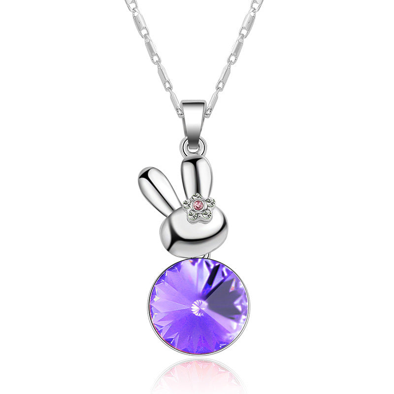 Designers Fashion Jewelry Animal Bunny Crystal Pendant Necklace Women