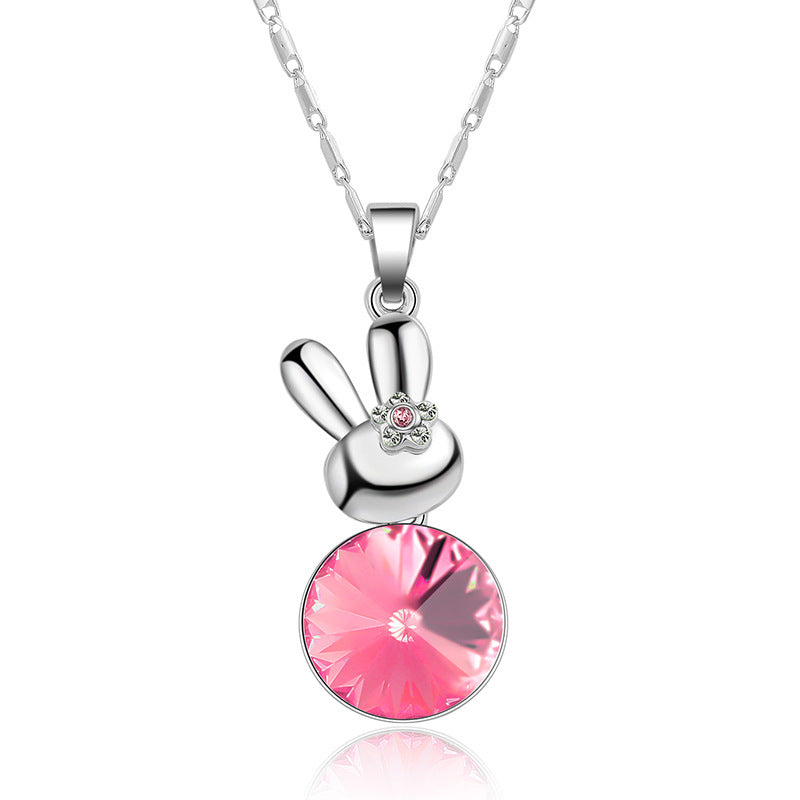 Designers Fashion Jewelry Animal Bunny Crystal Pendant Necklace Women