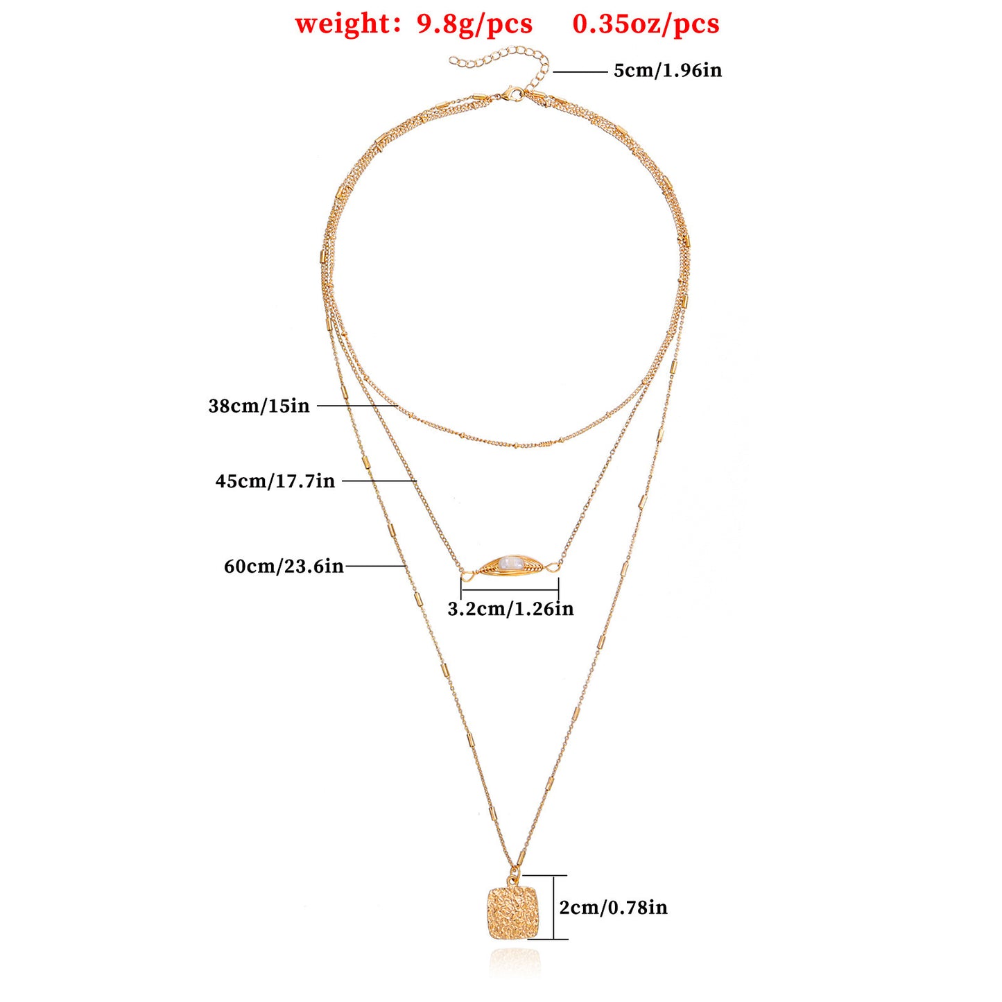 Jewelry Ins Multilayer Spider Web Pearl Square Pendant Necklace Women