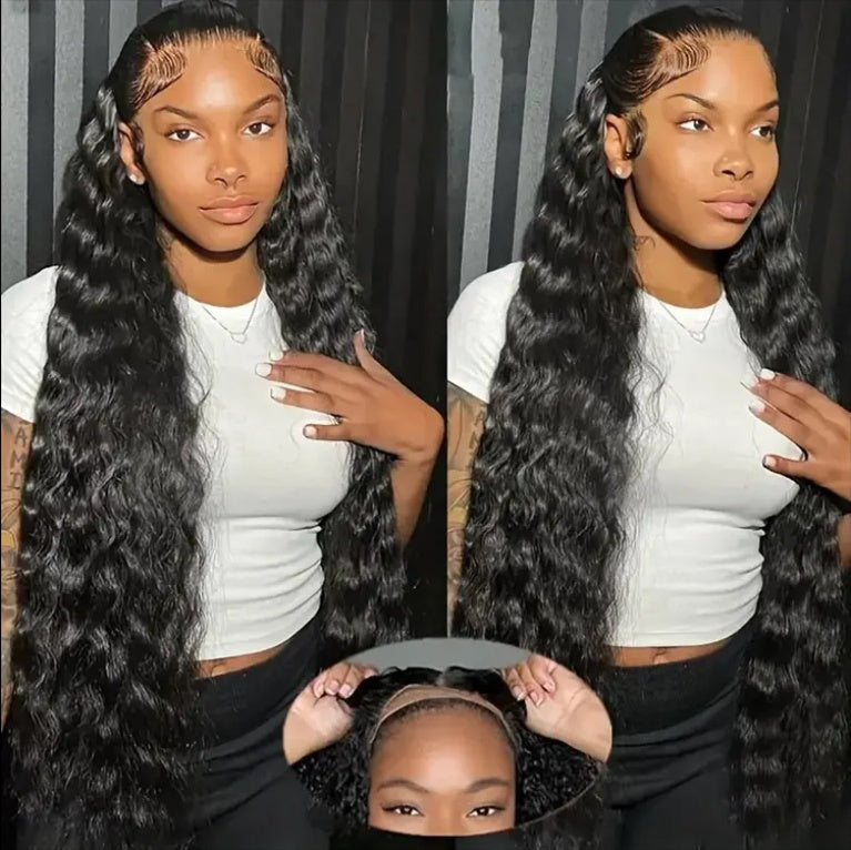 Glueless Wigs 70 Percent Human Hair Pre Plucked Pre Cut 200 Density Transparent HD Lace Frontal Wigs 4x4 Deep Wave Wigs