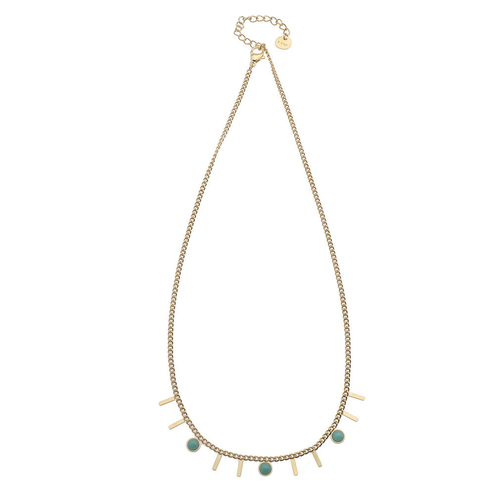 Fashion Necklace 14K Gold Plated Stainless Steel Zircon Pendant Necklace Jewelry Women