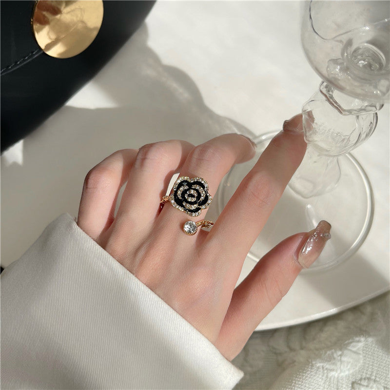Super Fairy High-end Camellia Ring Jewelry Simple Women