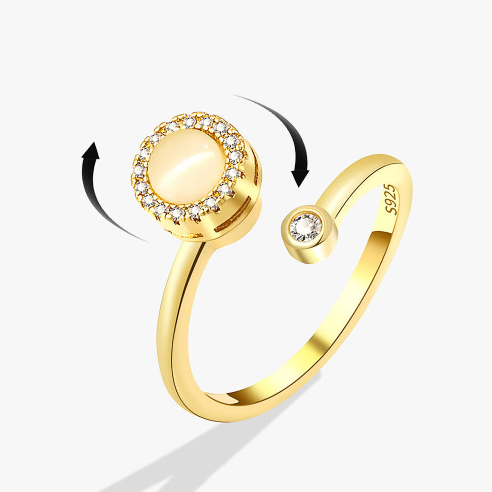 Niche Temperament Simple Fashionable All Match Jewelry Opal Spinning Ring Women