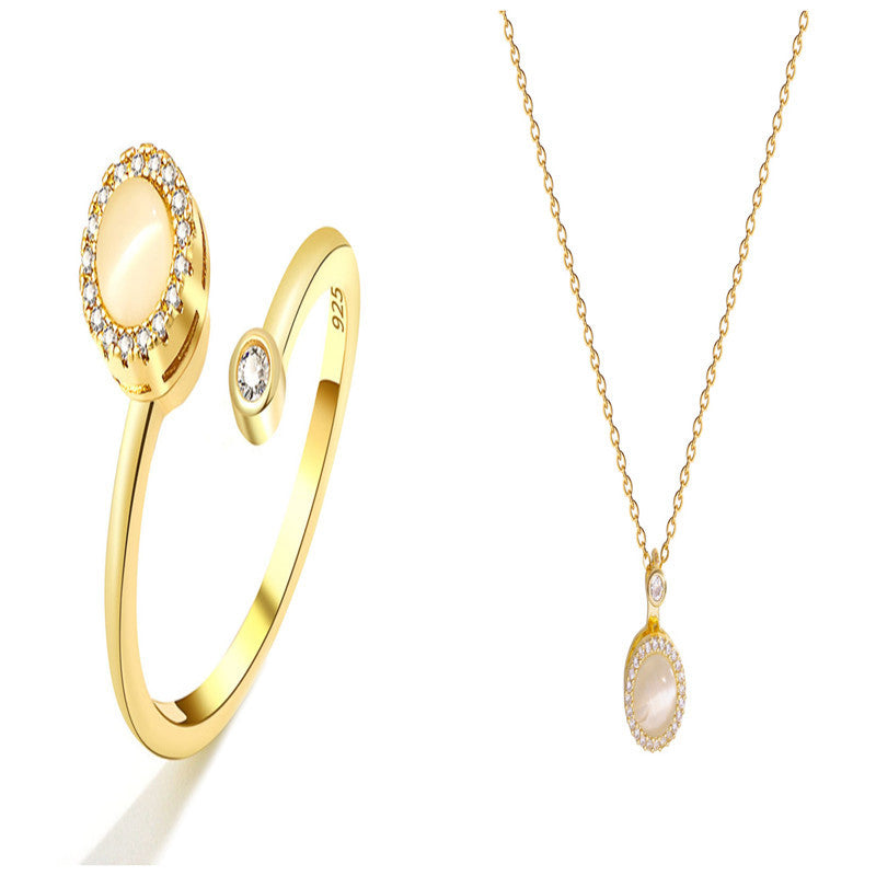 Niche Temperament Simple Fashionable All Match Jewelry Opal Spinning Ring Women