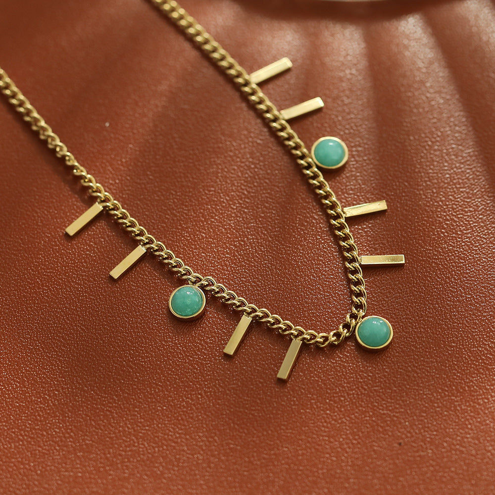 Fashion Necklace 14K Gold Plated Stainless Steel Zircon Pendant Necklace Jewelry Women