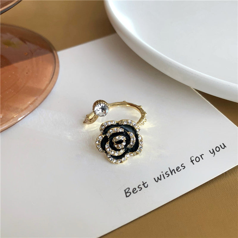 Super Fairy High-end Camellia Ring Jewelry Simple Women