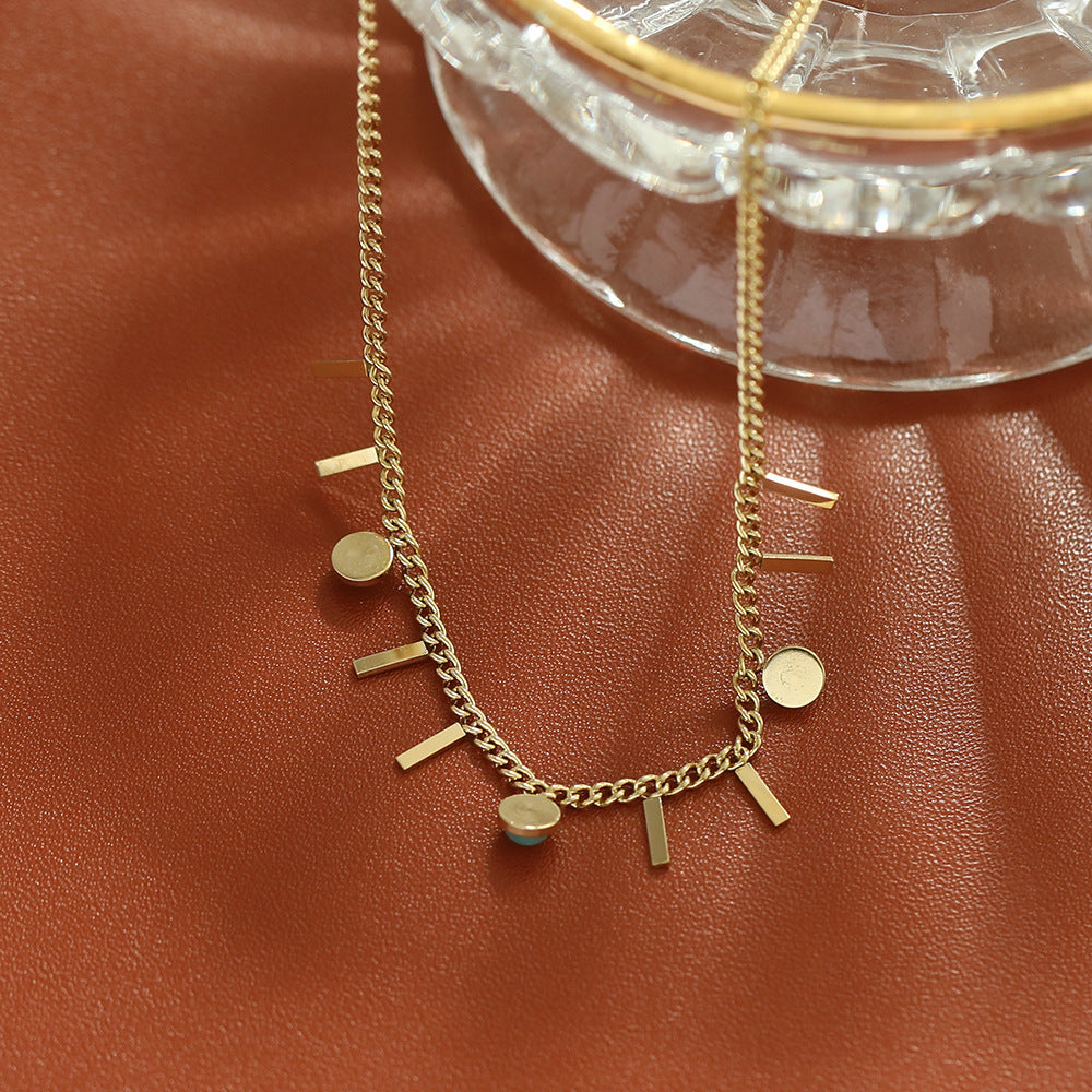 Fashion Necklace 14K Gold Plated Stainless Steel Zircon Pendant Necklace Jewelry Women