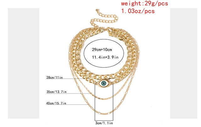 Cross-border Jewelry, Personality Blue Eyes Exaggerated Necklace Women