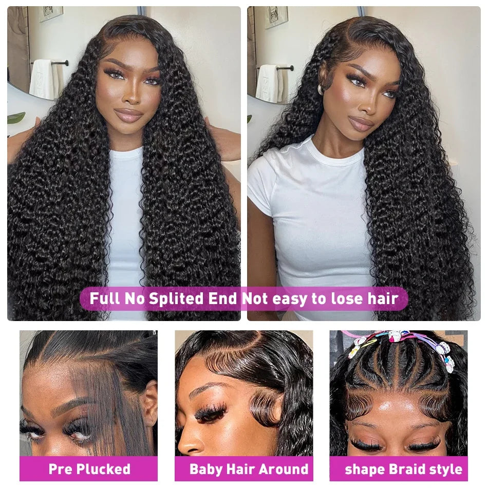 Pretty Diary Brazilian Curly HD Transparent 13x6 Lace Front Human Hair Wigs Loose Deep Water Wave Lace Frontal Wigs