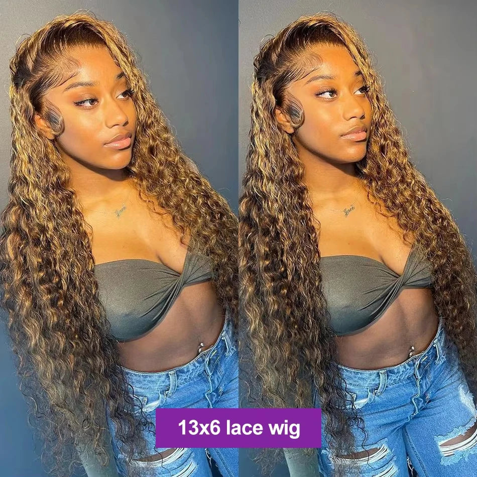 Highlight Curly Wig 100 Human Hair wigs Honey Blonde 13x4 Lace Front Deep Wave 13x6 Hd Lace Frontal Wig Brazilian For Women