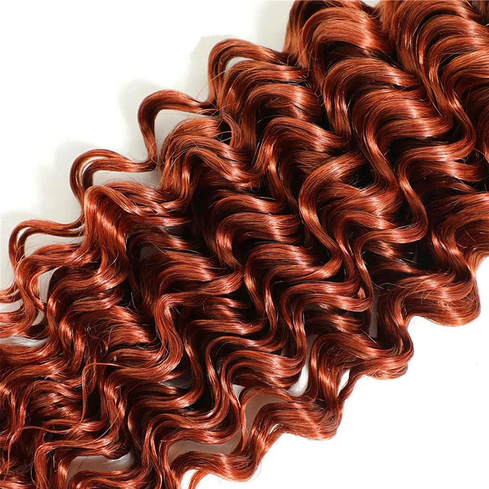 Reddish Brown Bundles Color #33 Deep Wave Human Hair 1/3/4 Bundles Brazilian Virgin Copper Brown Deep Wave Bundles Human Hair