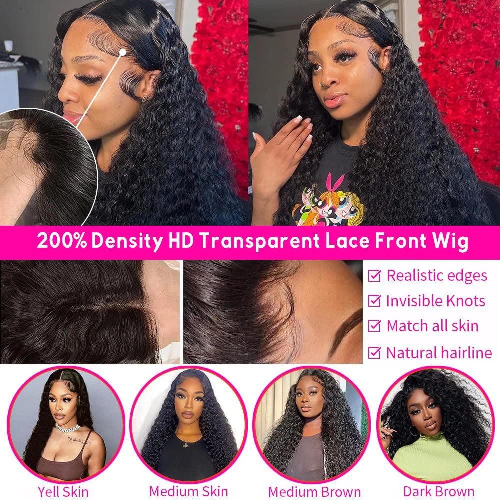 Curly Lace Front Wig Human Hair 13x4 13x6 Deep Wave Lace Frontal Wig 6x4 5x5 Glueless Transparent Pre Cut Lace Wigs 210 Density