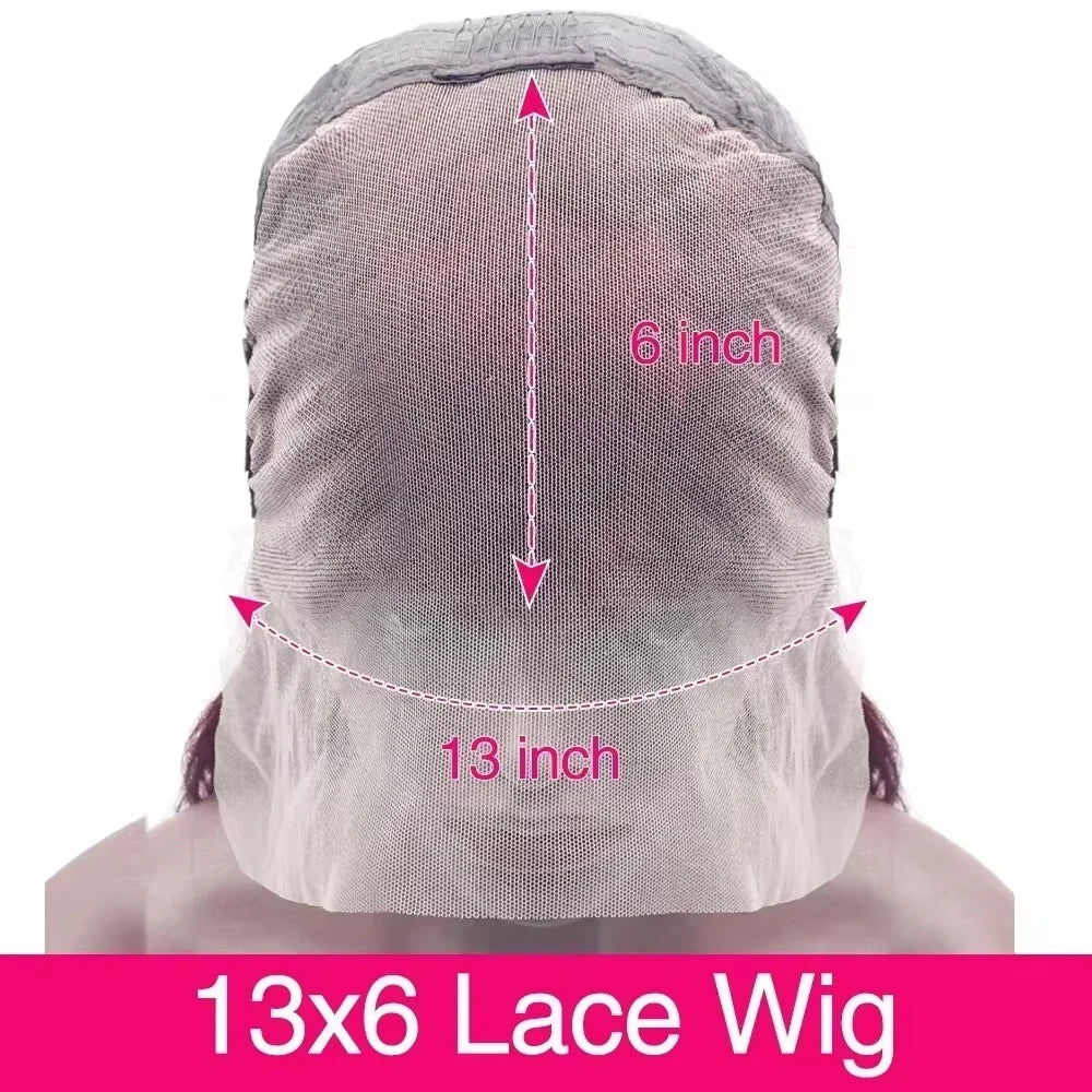 Deep Wave 200 Density Burgundy 13x6 Lace Frontal Curly Human Hair Wig For Women Red Colored 13x4 HD Lace Water Wave Frontal Wigs