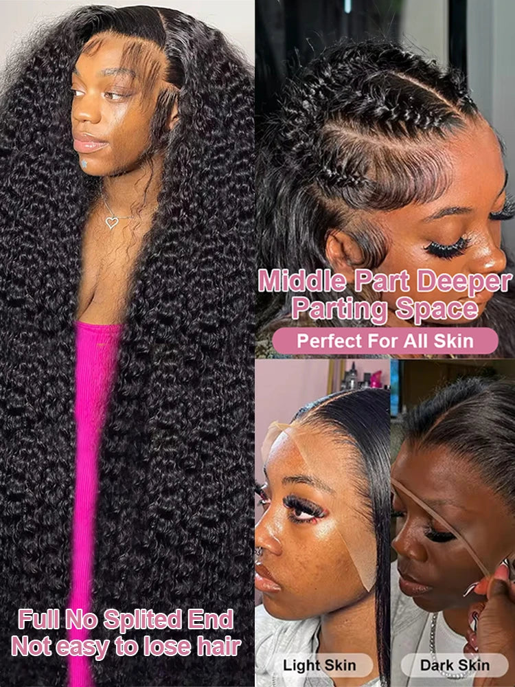 High Density 300% 40 50 Inches Deep Wave 13x6 HD Lace Front Human Hair Wig Loose Water Wave Curly 13x4 360 Full Lace Frontal Wig