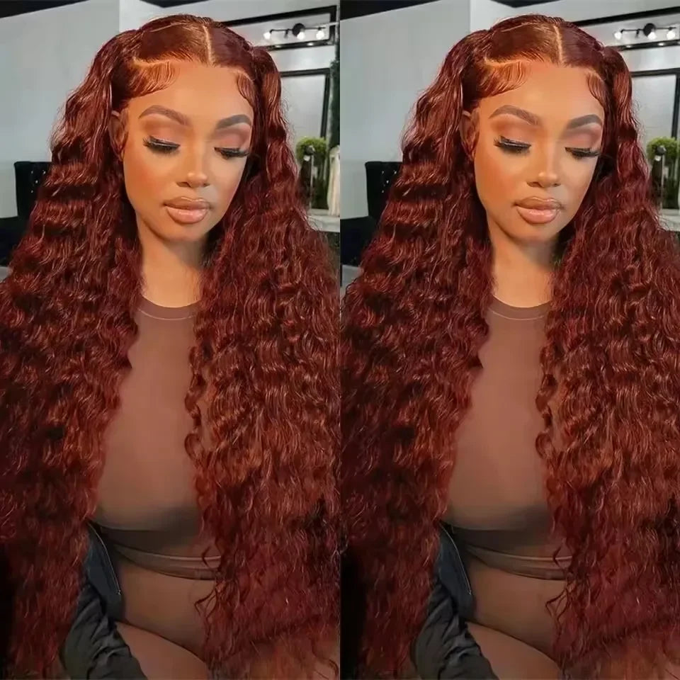 Reddish Brown Bundles Color #33 Deep Wave Human Hair 1/3/4 Bundles Brazilian Virgin Copper Brown Deep Wave Bundles Human Hair