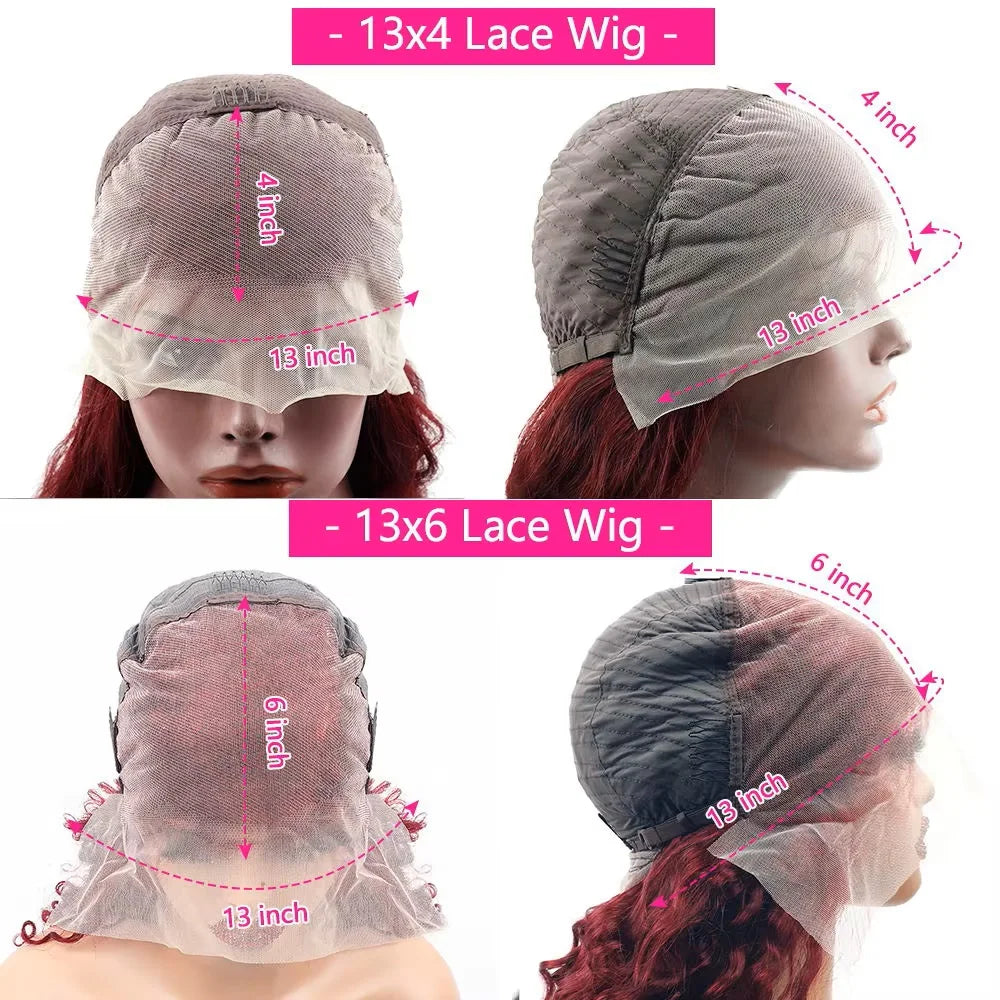 200 Density Burgundy 13x6 HD Lace Frontal Human Hair Wig 99j Body Wave 13x4 Lace Front Wigs Human Hair Brazilian Lace Wigs