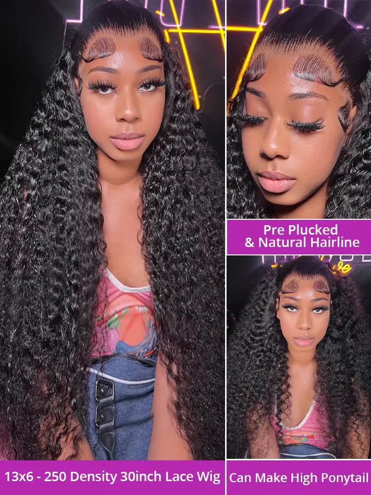 30 40 Inch Deep Wave 13x6 13x4 Hd Lace Front Human Hair Wig 220 Density Water Curly 5x5 Glueless Wigs Human Hair For Women