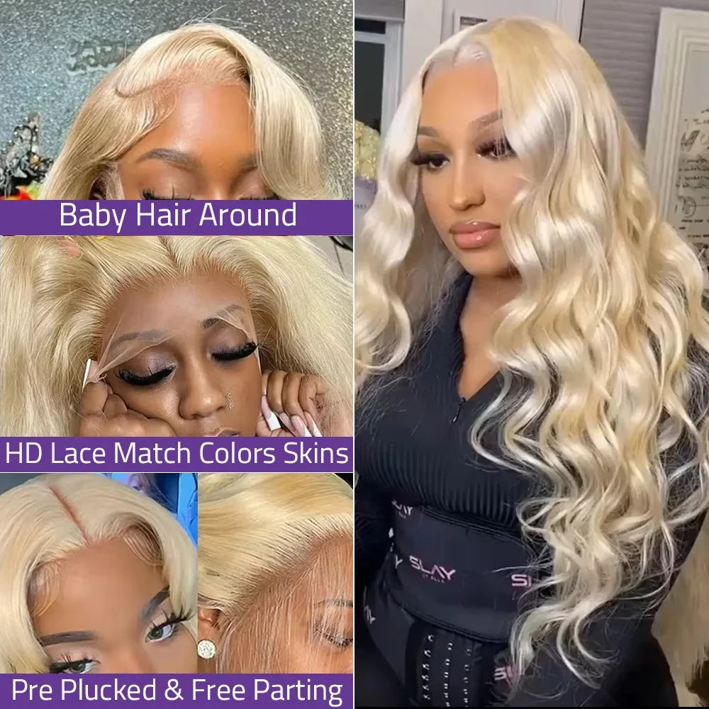 30 Inch 613 Honey Blonde Body Wave 200 Density 13x6 HD Lace Front Human Hair Wigs 13x4 HD Lace Frontal Wig for black women