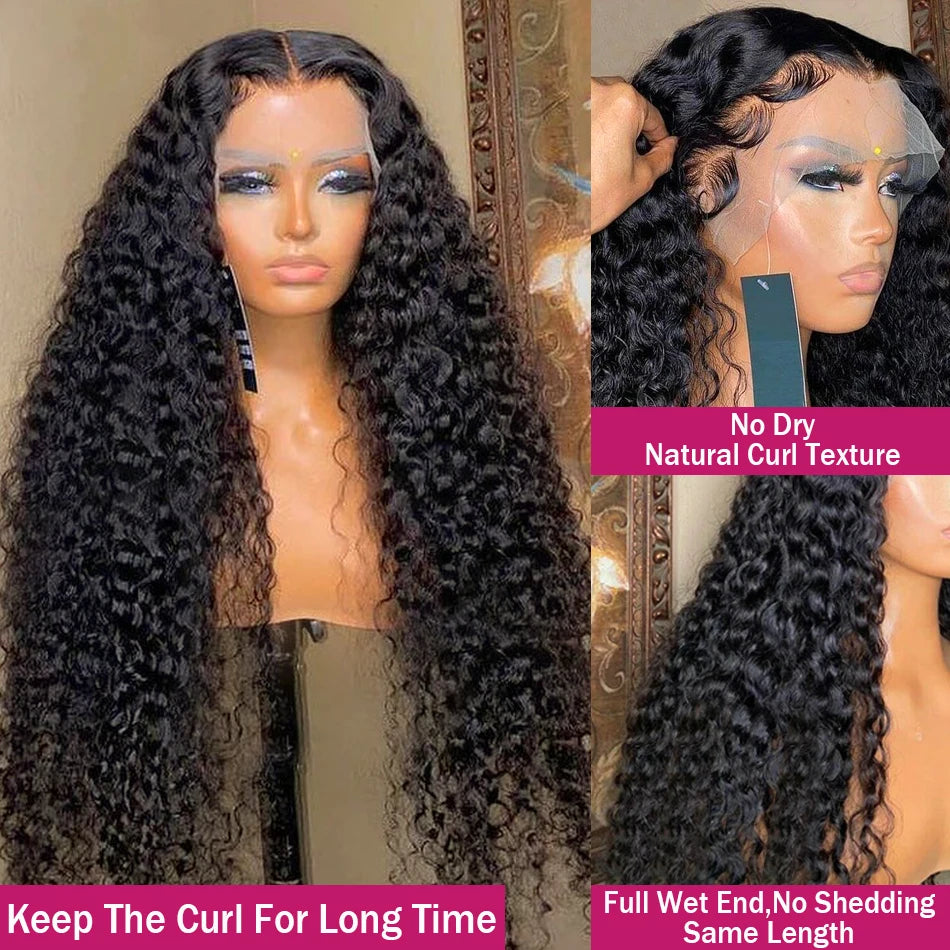 Curly Lace Front Wig Human Hair 13x4 13x6 Deep Wave Lace Frontal Wig 6x4 5x5 Glueless Transparent Pre Cut Lace Wigs 210 Density