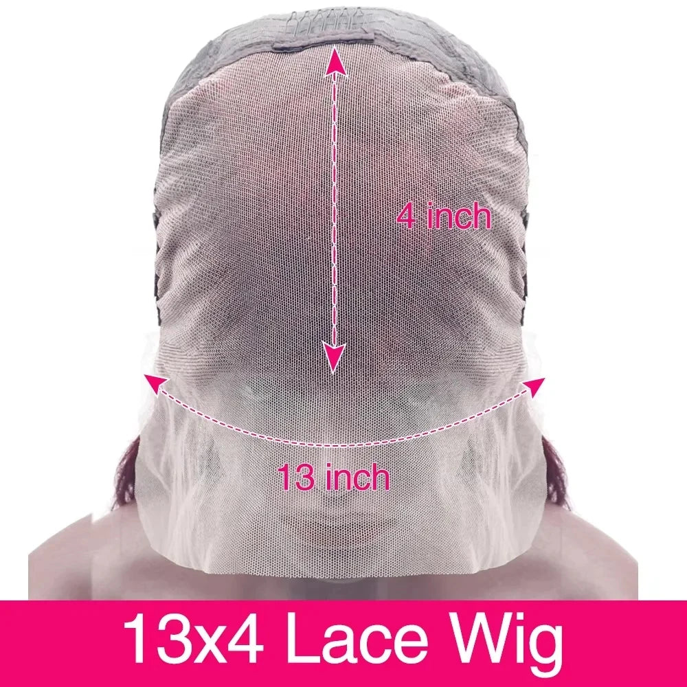 Deep Wave 200 Density Burgundy 13x6 Lace Frontal Curly Human Hair Wig For Women Red Colored 13x4 HD Lace Water Wave Frontal Wigs