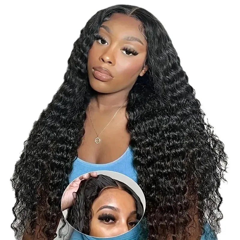 Fashionable European And American Style Lace Front Wig Small Roll Curly Fake Hair Full Head Cover Black Fiber Lace Wig