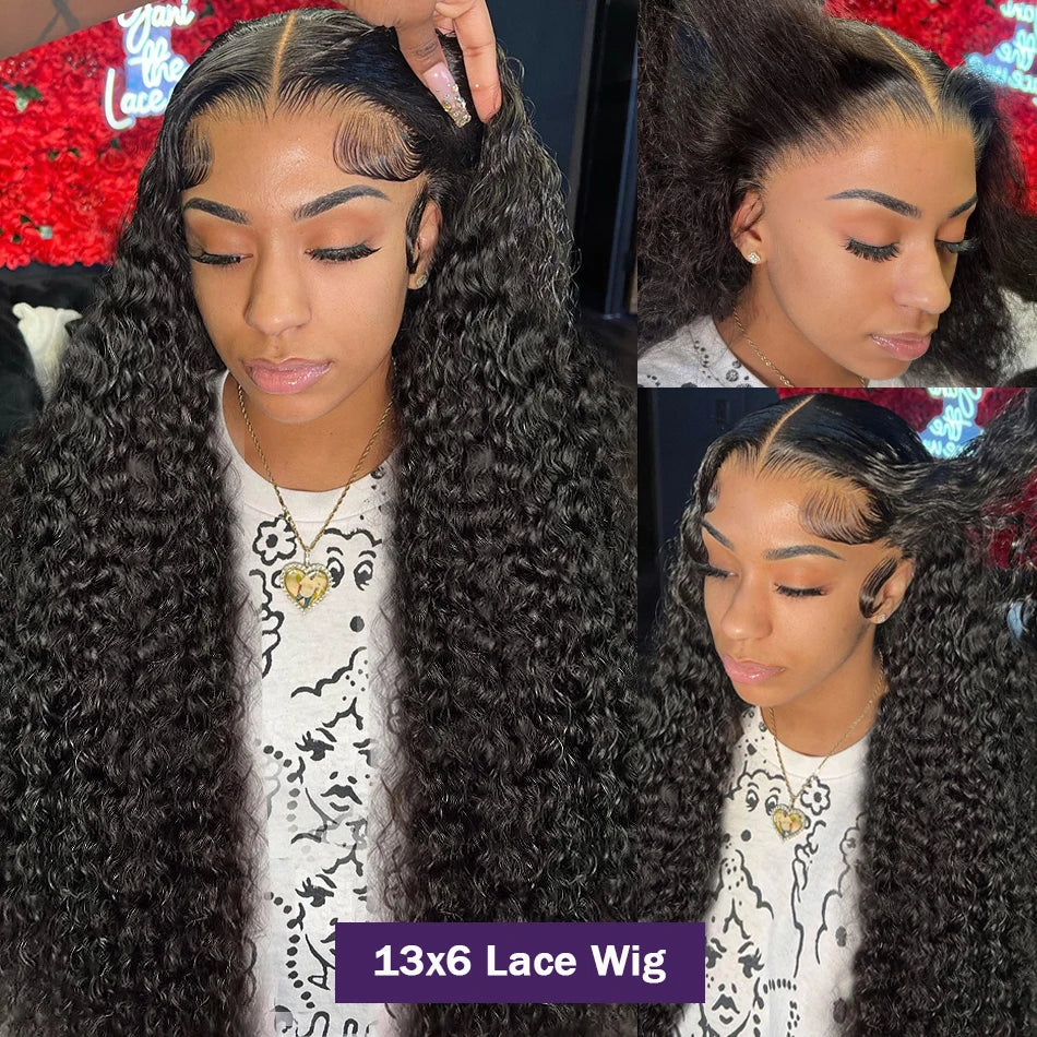 Curly Lace Front Wig Human Hair 13x4 13x6 Deep Wave Lace Frontal Wig 6x4 5x5 Glueless Transparent Pre Cut Lace Wigs 210 Density