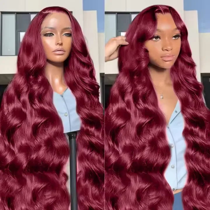 200 Density Burgundy 13x6 HD Lace Frontal Human Hair Wig 99j Body Wave 13x4 Lace Front Wigs Human Hair Brazilian Lace Wigs