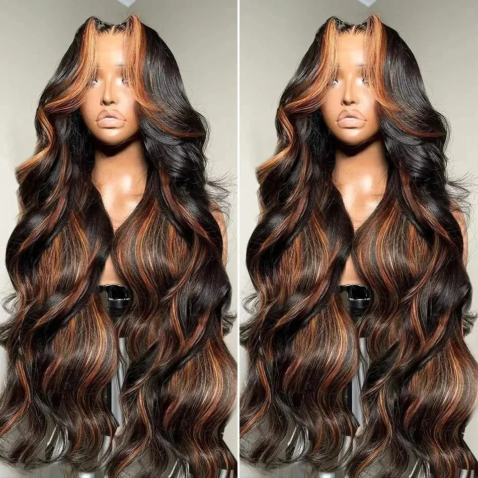 Melodie HD 200% 13X6 Ombre Highlight 1B/30 Black Brown Body Wave Lace Front Human Hair Wigs Transparent 13x4 Lace Frontal Wig