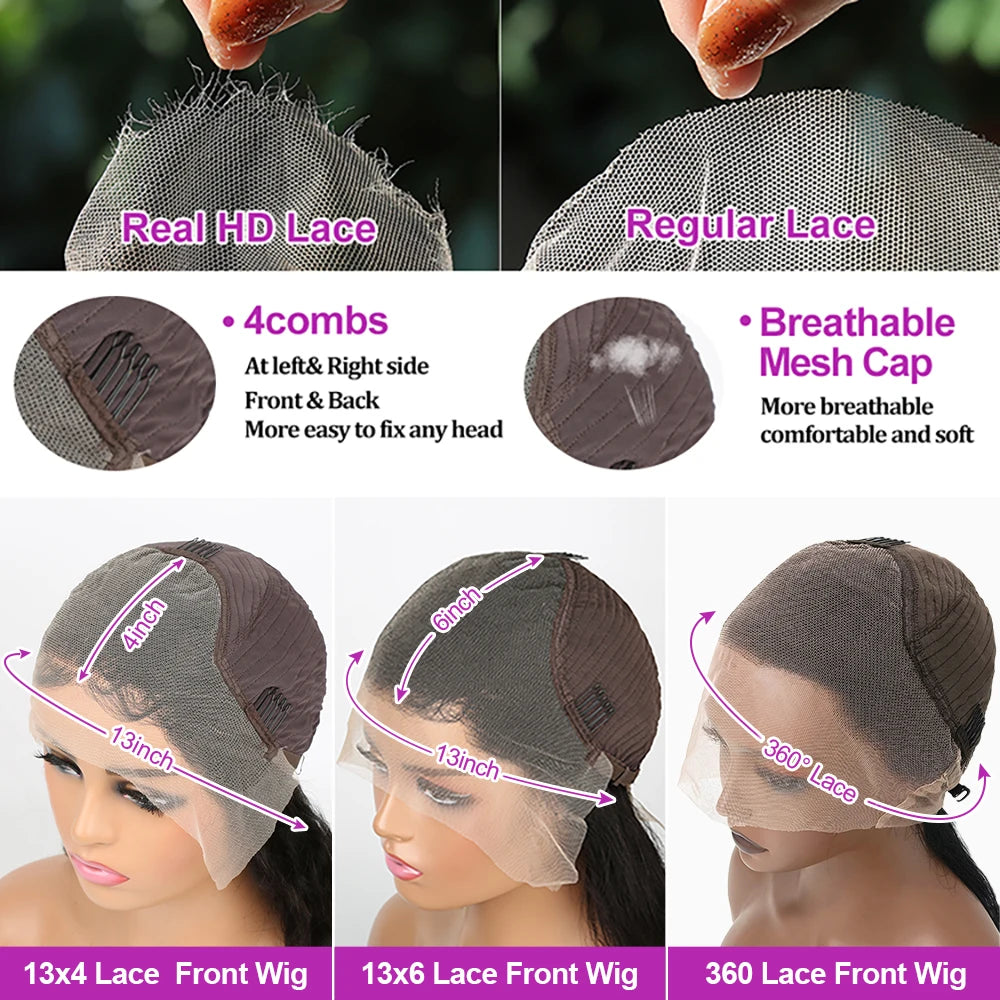 250 Density HD 13X6 Transparent Deep Water Wave Curly Human Hair Lace Frontal Wig 30 40 Inch 13X4 360Lace Front Human Hair Wigs