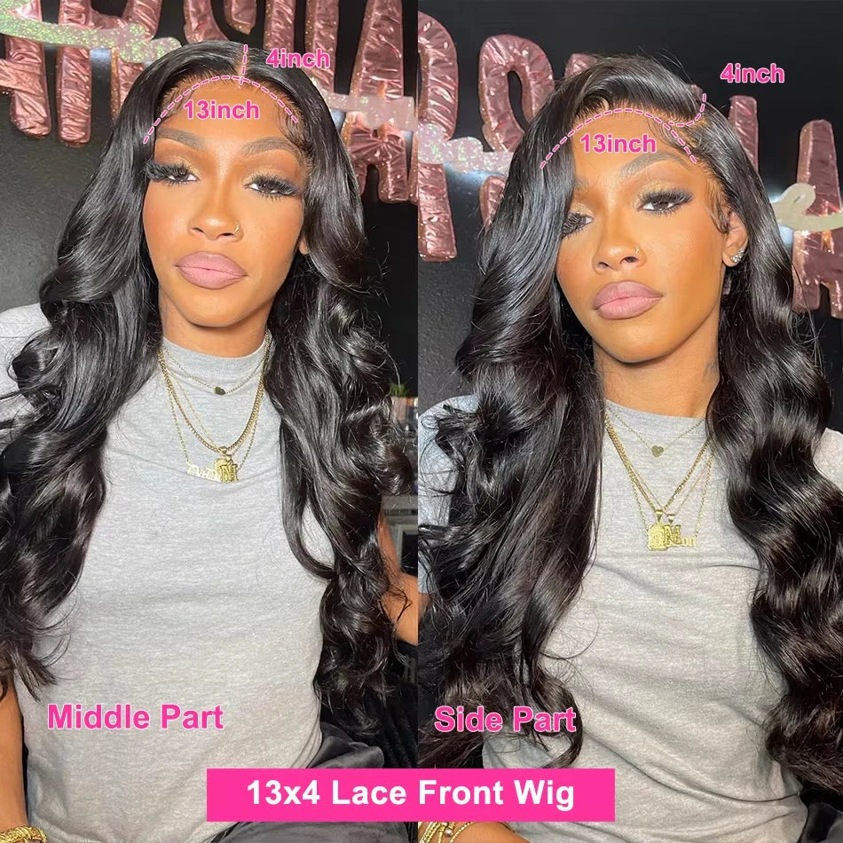 13x4 HD Transparent Bone Body Wave Lace Front Wigs 180 Density Brazilian Human Hair Wigs For Women 100% Human Hair Wigs