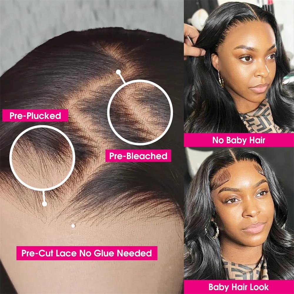 Glueless Human Hair Wig for Women Pre-Plucked Body Wave 5x5 HD Lace Closure 200 Density Ready-to-Wear Comfortable Fit