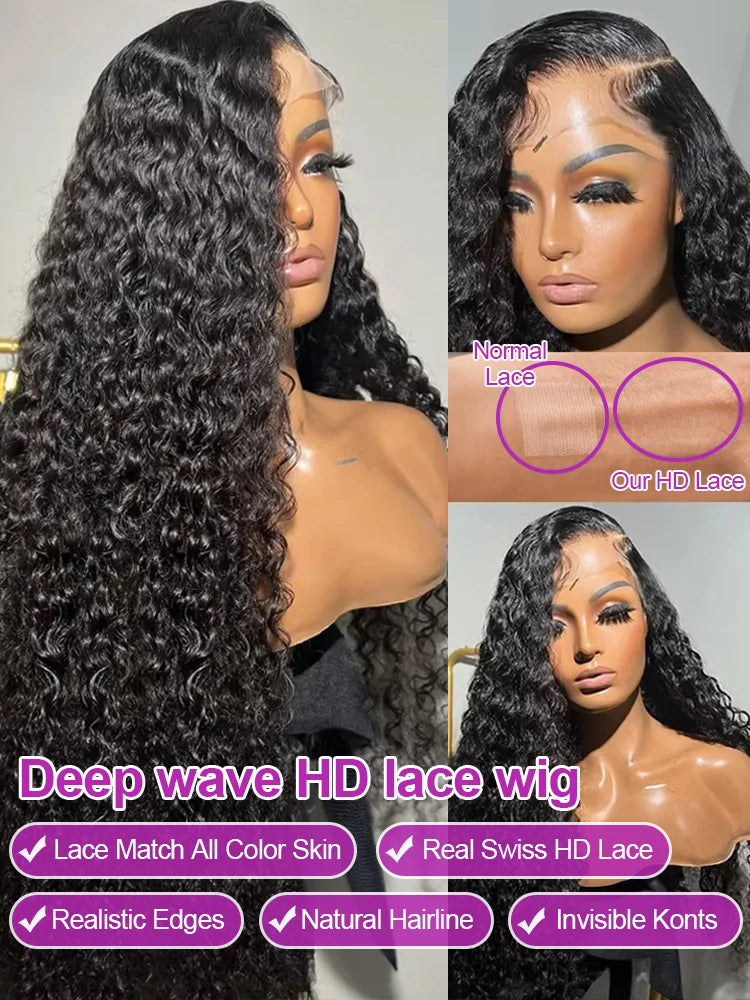 40 46 Inch 13x6 360 HD Loose Deep Wave Lace Frontal Human Hair Wig Brazilian 13x4 Curly Lace Front Wigs For Women 300% Density