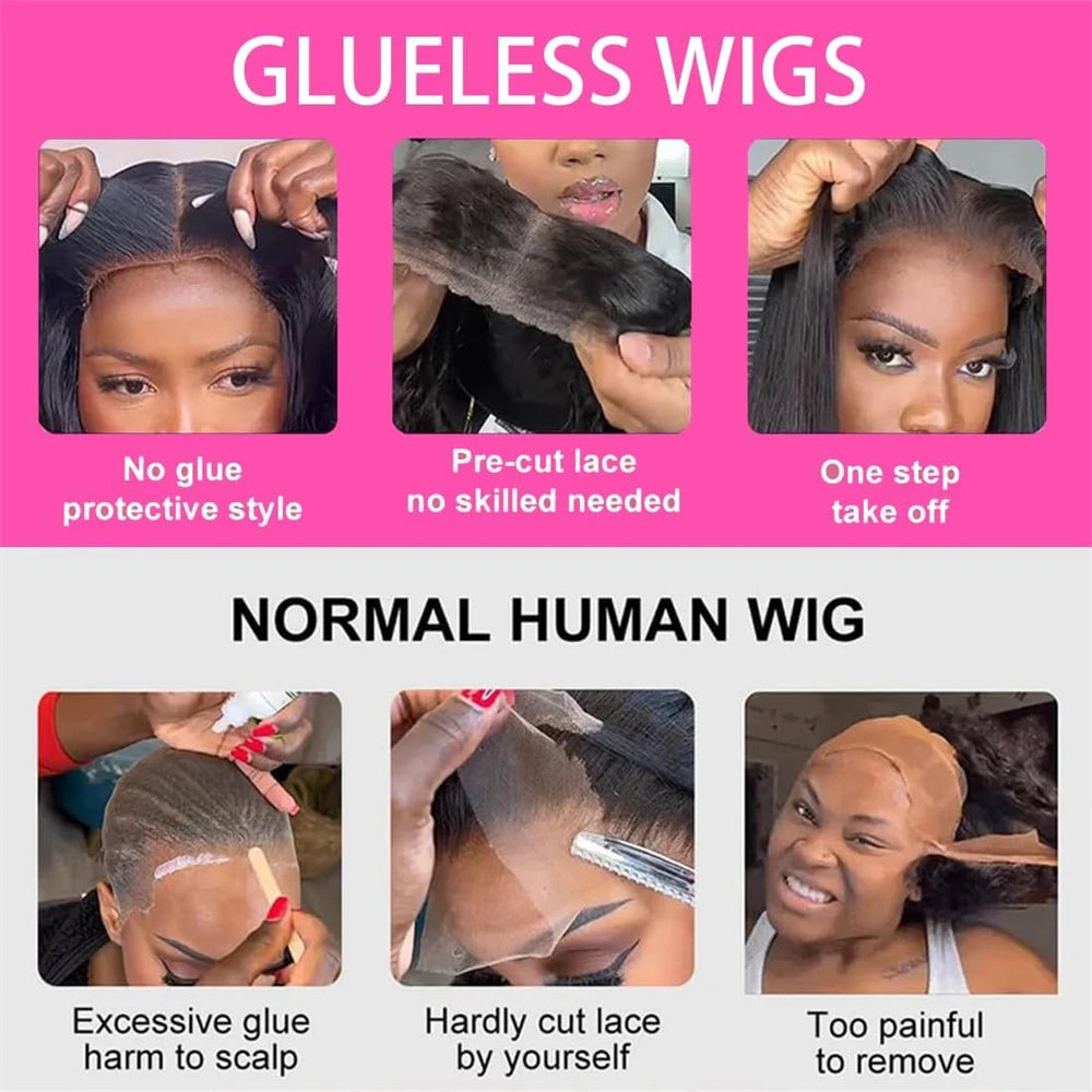Glueless Human Hair Wig for Women Pre-Plucked Body Wave 5x5 HD Lace Closure 200 Density Ready-to-Wear Comfortable Fit