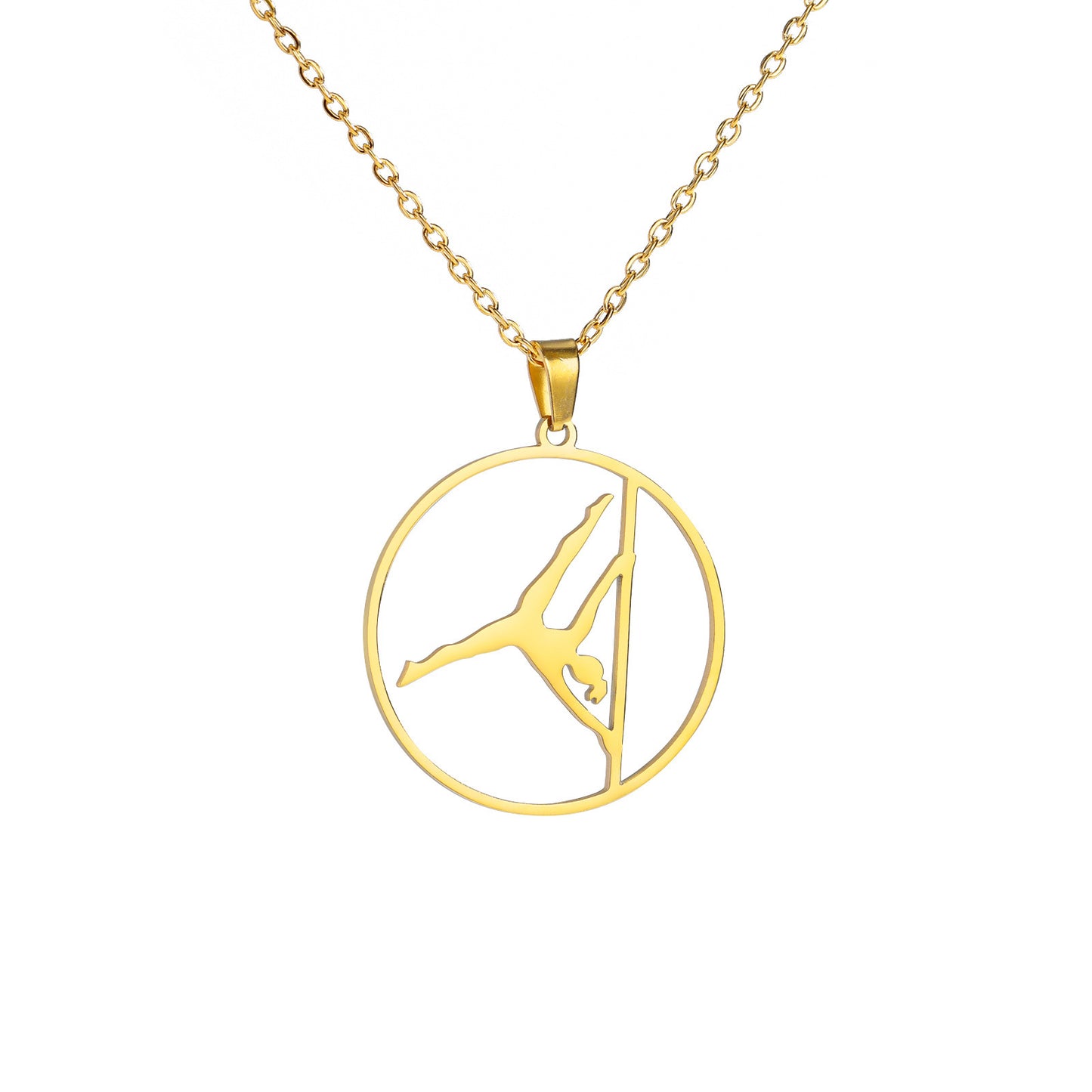 Artistic Gymnastics Pole Dance Support Action Pendant Necklace Women Stainless Steel Jewelry