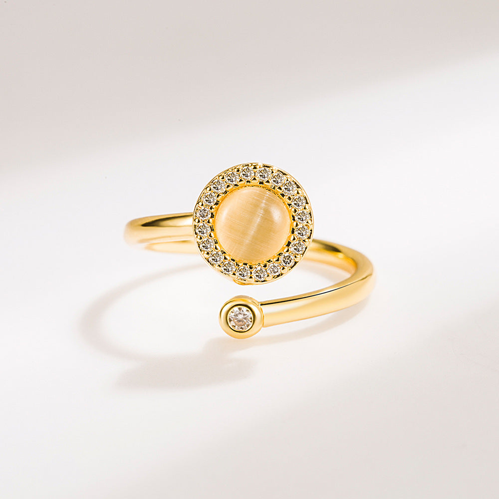 Niche Temperament Simple Fashionable All Match Jewelry Opal Spinning Ring Women