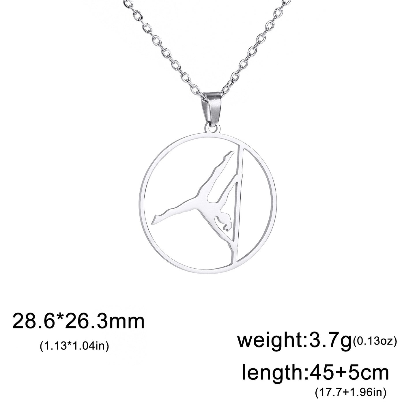 Artistic Gymnastics Pole Dance Support Action Pendant Necklace Women Stainless Steel Jewelry