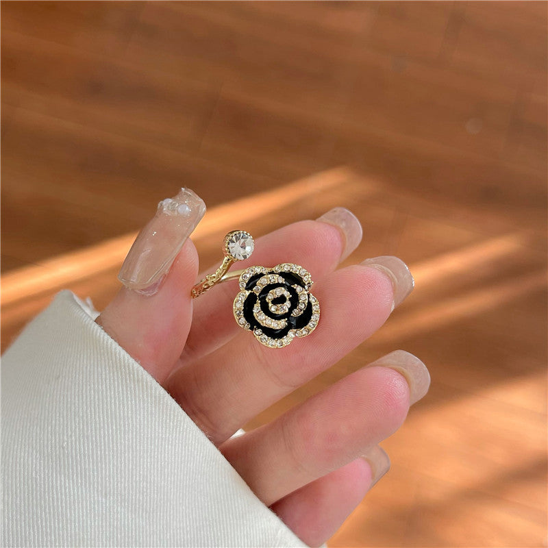 Super Fairy High-end Camellia Ring Jewelry Simple Women