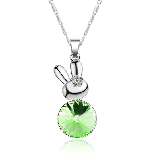 Designers Fashion Jewelry Animal Bunny Crystal Pendant Necklace Women