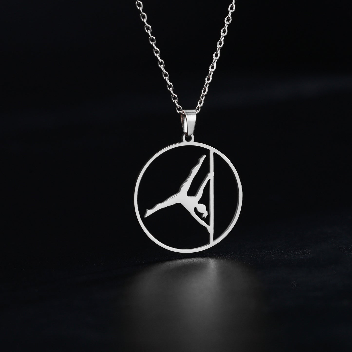 Artistic Gymnastics Pole Dance Support Action Pendant Necklace Women Stainless Steel Jewelry