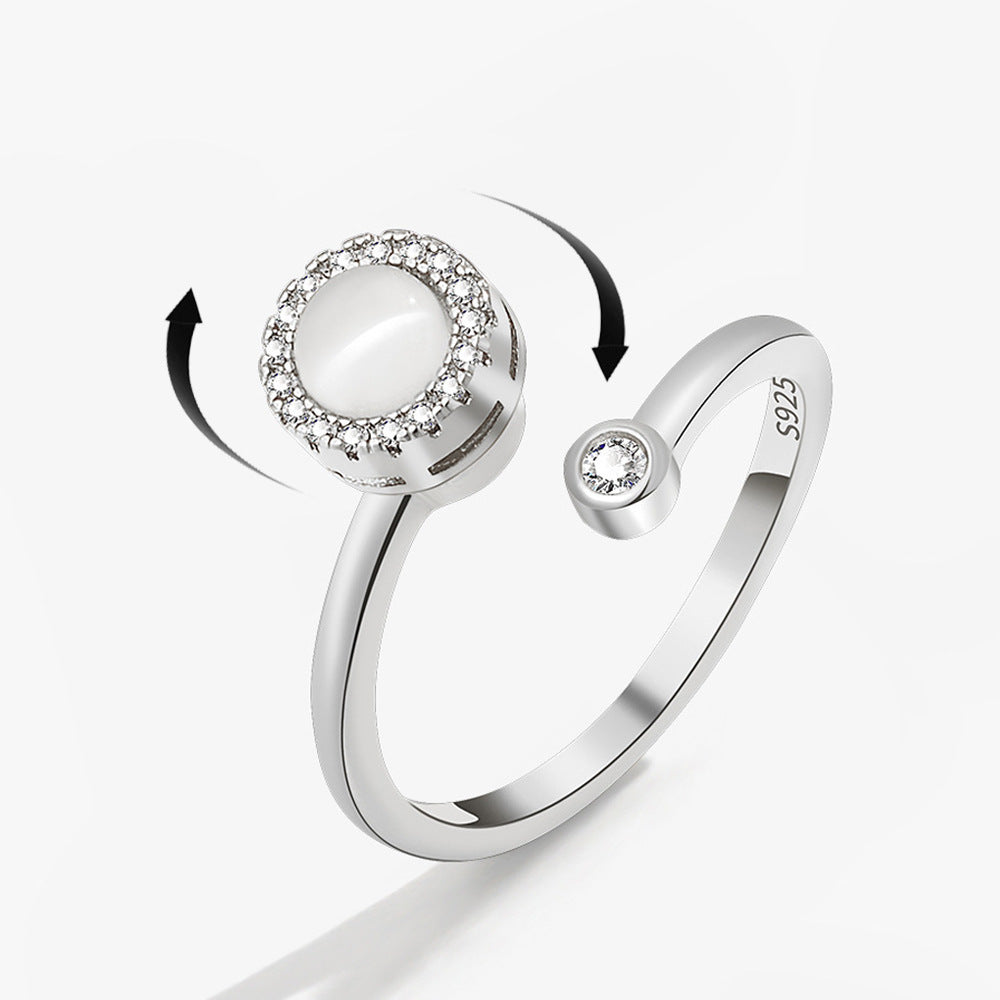 Niche Temperament Simple Fashionable All Match Jewelry Opal Spinning Ring Women