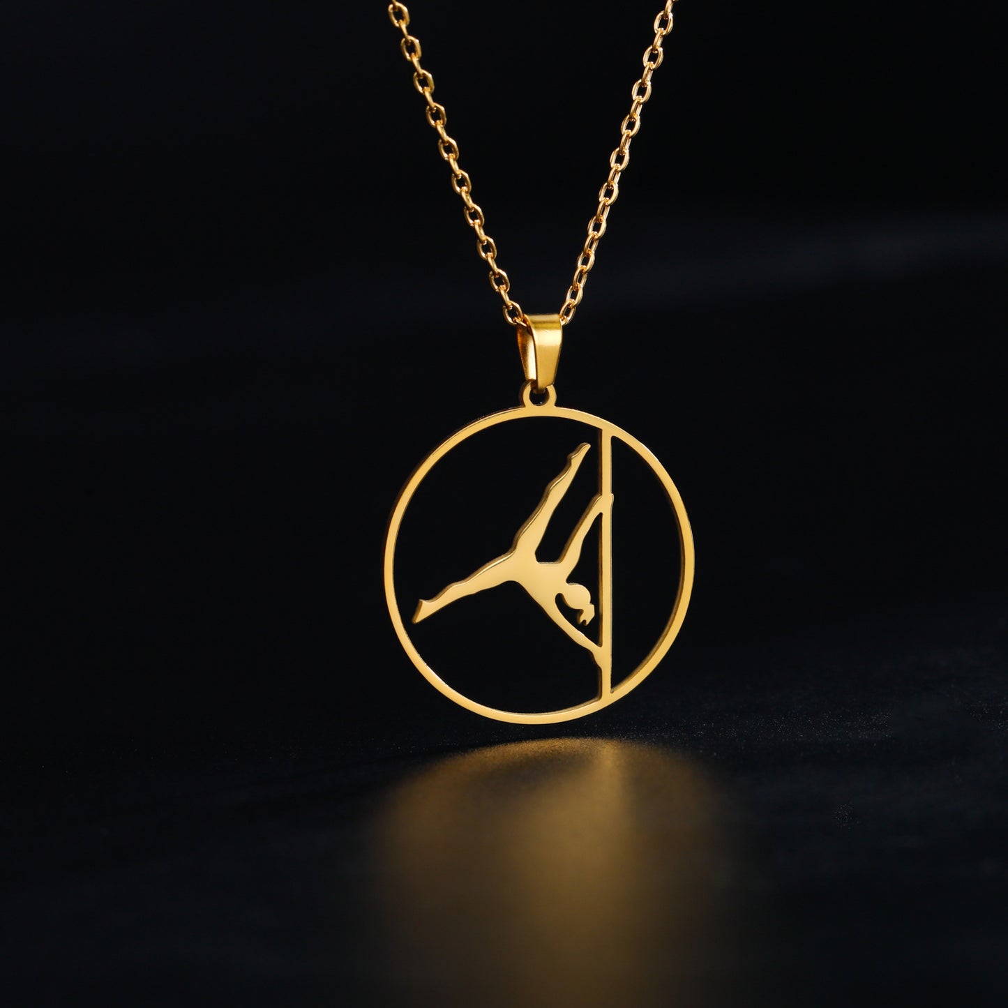 Artistic Gymnastics Pole Dance Support Action Pendant Necklace Women Stainless Steel Jewelry
