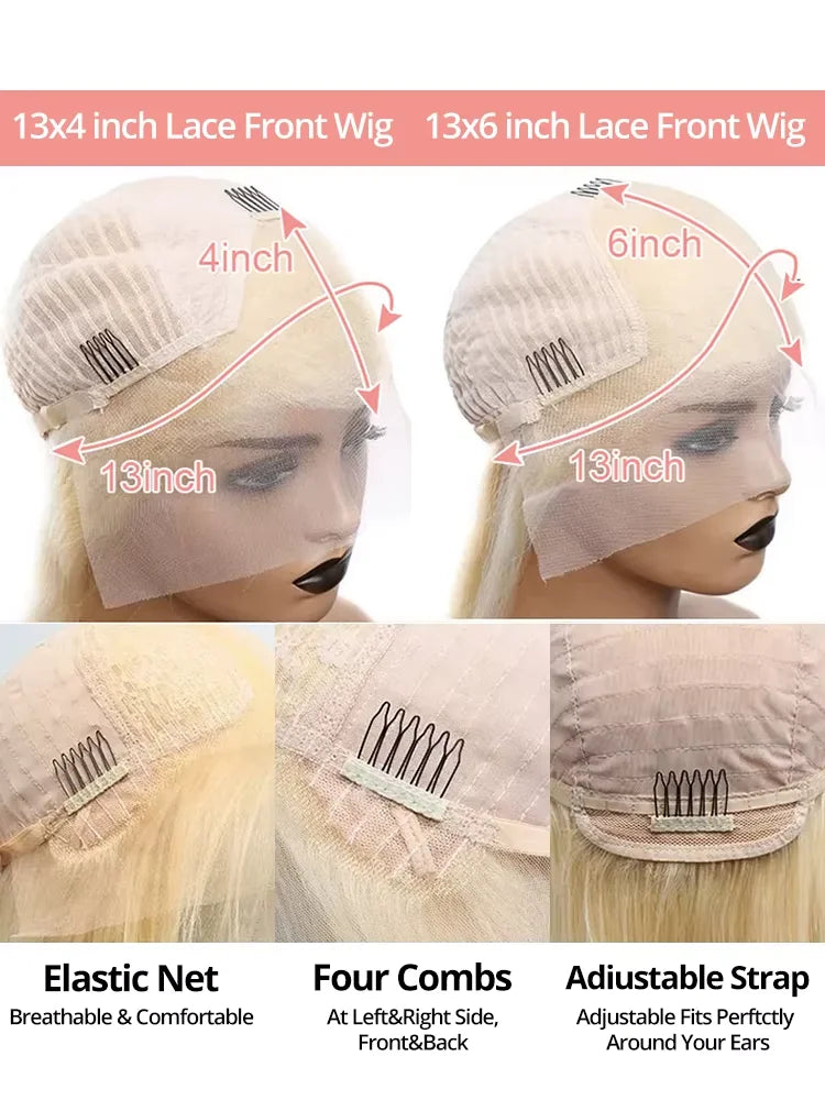 230% 36 40 Inch 613 Honey Blonde Body Wave 13x6  Lace Front Human Hair Wigs Transparent 13x4 Lace Frontal Wig For Black Women