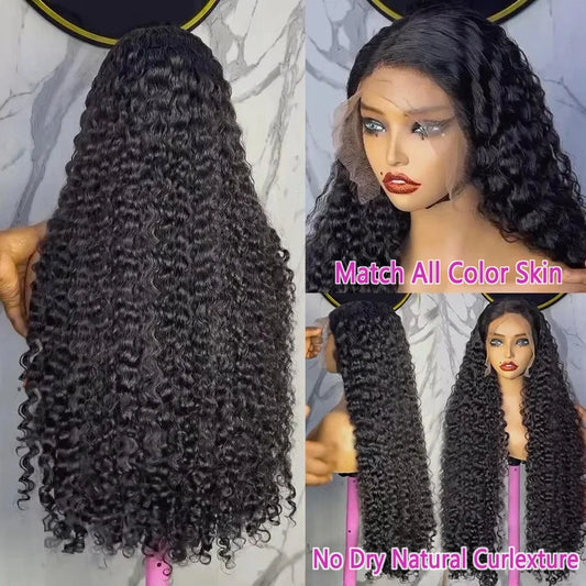 Pretty Diary Brazilian Curly HD Transparent 13x6 Lace Front Human Hair Wigs Loose Deep Water Wave Lace Frontal Wigs
