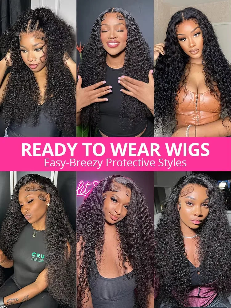Mossily 300% High Density Loose Deep Wave 40Inch 13x6 13x4 HD Lace Frontal Human Hair Wig Glueless Preplucked Curly Wig