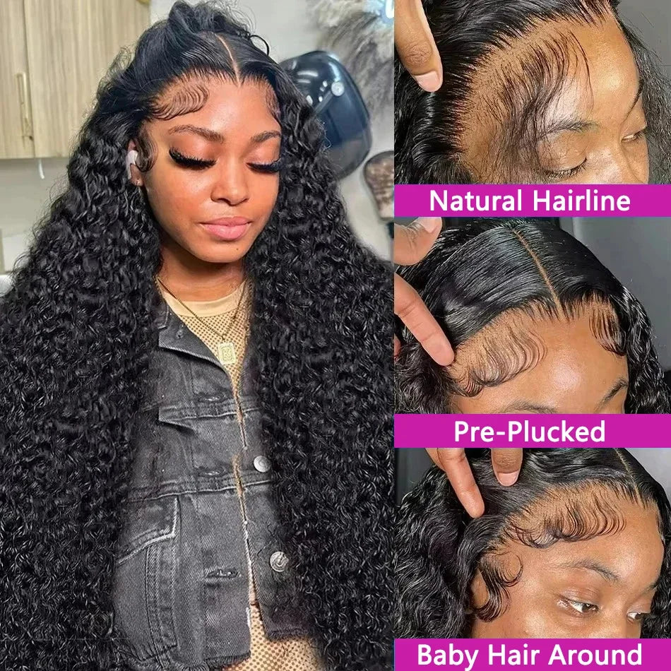 Pretty Diary Brazilian Curly HD Transparent 13x6 Lace Front Human Hair Wigs Loose Deep Water Wave Lace Frontal Wigs