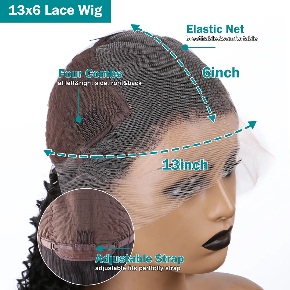 Mossily 300% High Density Loose Deep Wave 40Inch 13x6 13x4 HD Lace Frontal Human Hair Wig Glueless Preplucked Curly Wig