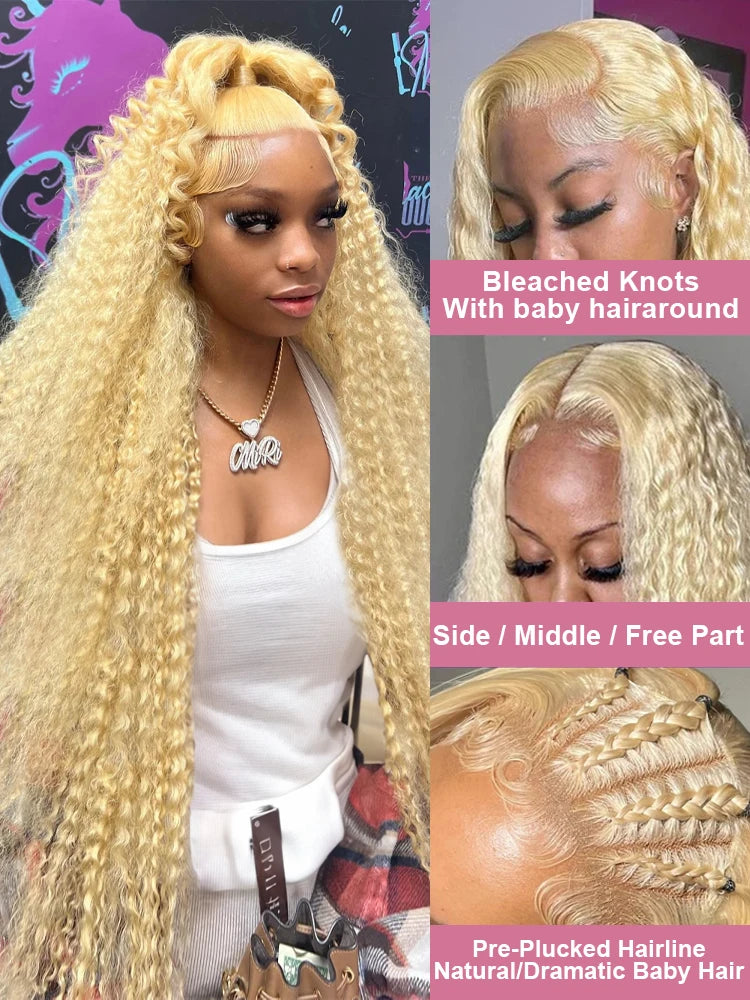 Curly Wig Human Hair 613 Honey Blonde 13x4 Lace Frontal Deep Wave Wigs Ready To Wear Glueless Wig 13x6 Lace Frontal Wigs Pre Cut